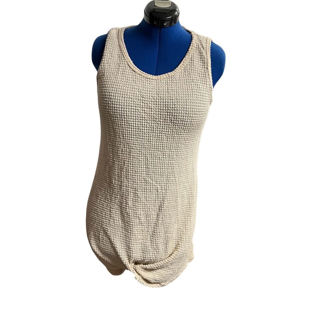 CUPSHE Women's Beige Beach Cover Up‎ Waffle Knit Hem Twist Size Medium